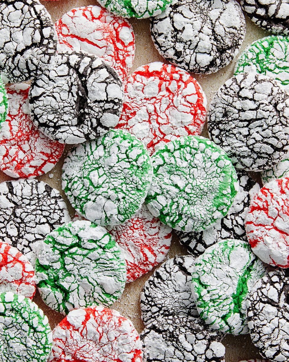 dark, red, and green crinkle cookies