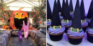 trick-or-treat, Purple, Violet, Footwear, Tree, Costume, Room, Shoe, Plant, Witch hat, 
