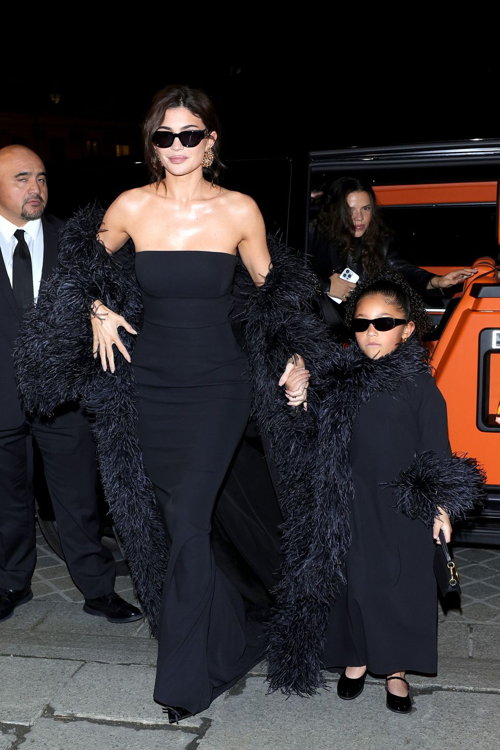 kylie jenner and stormi webster arriving at valentino
