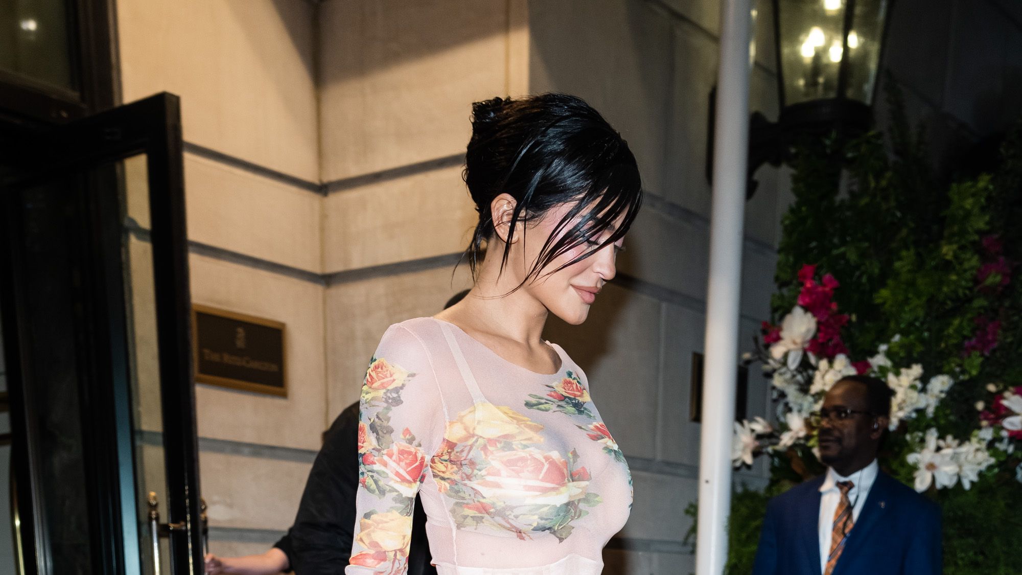 VERSACE Voyaga Barocco print lace bustier bra top Kylie Jenner