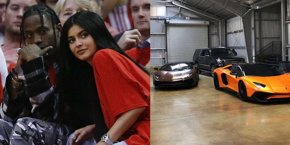 Kylie Jenner Getting Out of a Lamborghini Aventador Roadster March