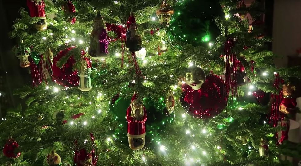Christmas ornament, Christmas decoration, Tree, Christmas, Christmas tree, Green, Red, Natural environment, Fir, Spruce, 