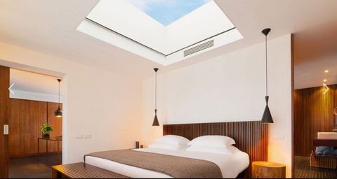 Ceiling, Room, Bedroom, Furniture, Bed, Interior design, Bed frame, Property, Building, Lighting, 
