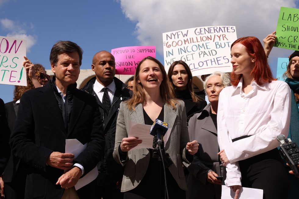 sara ziff at the fashion workers act press conference
