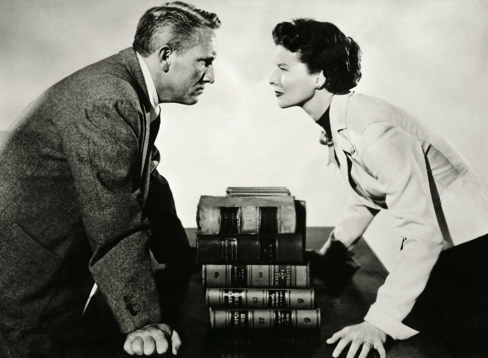 katharine hepburn y spencer tracy en 'la costilla de adan', de george cukor