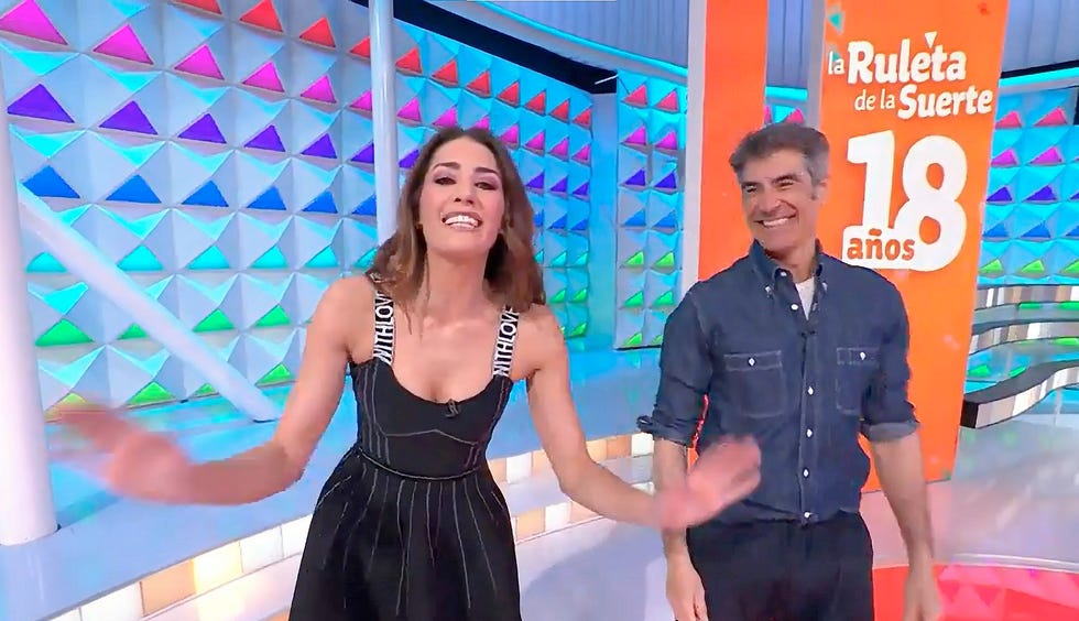 laura moure y jorge fernandez en la semana del 18 aniversario de 'la ruleta de la suerte'