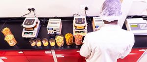 lab technician performing food quality tests at a food processing plant