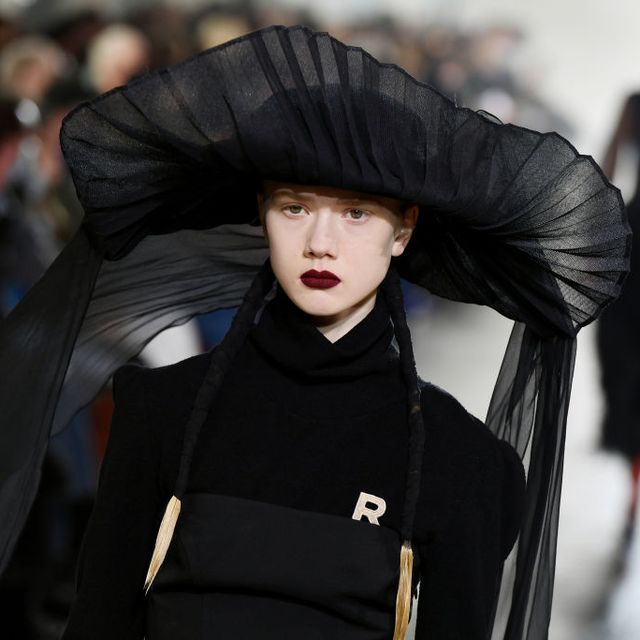 paris, france   march 02 editorial use only   for non editorial use please seek approval from fashion house a model walks the runway during the rochas womenswear fallwinter 20222023 show as part of paris fashion week on march 02, 2022 in paris, france photo by dominique charriauwireimage