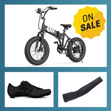 labor day sales on bikes and equipment such as gloves, bike locks, fat tire ebikes, powerstrap cycling shoes, cycling jackets, and more