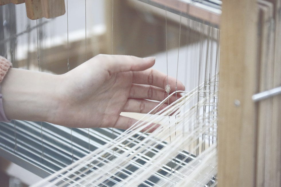 Hand, Weaving, Window, Window covering, Cage, Interior design, Loom, 