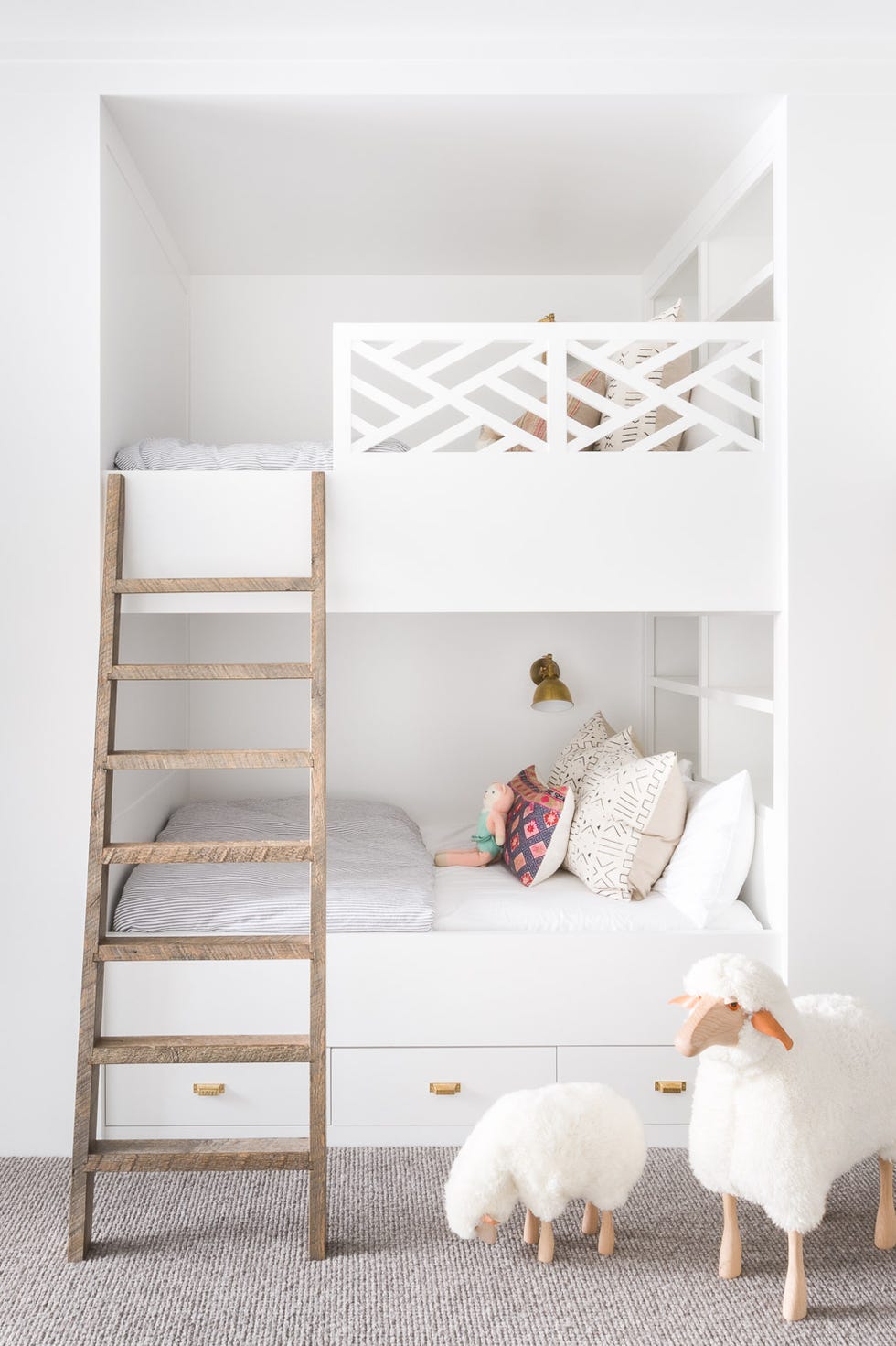 bedroom with white bunk beds