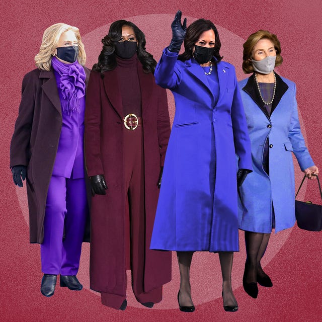 hillary clinton, michelle obama, kamala harris and laura bush in purple at joe biden's inauguration