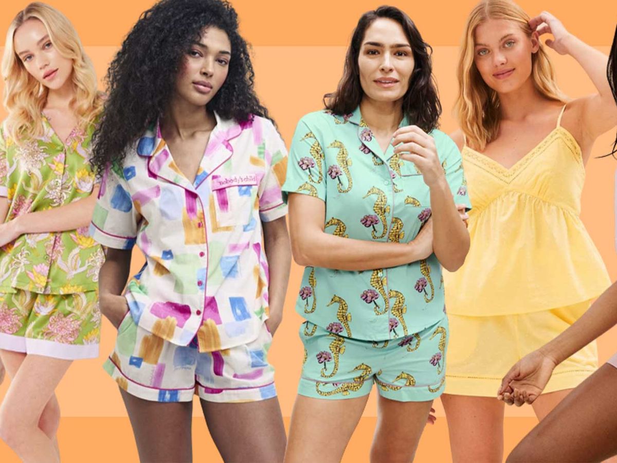 Summer Women Stripe Pajamas Set Print Top & Bottom Shorts Sleepwear Pj  Nightwear 