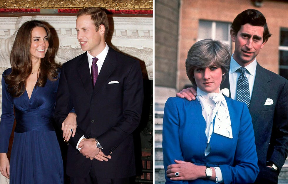 diana de gales y kate middleton el día de sus compromisos, con el mismo anillo de pedida