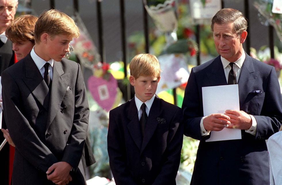 ﻿william, harry e il principe carlo al funerale di lady diana