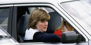 lady diana spencer in her ford escort car watching prince ch