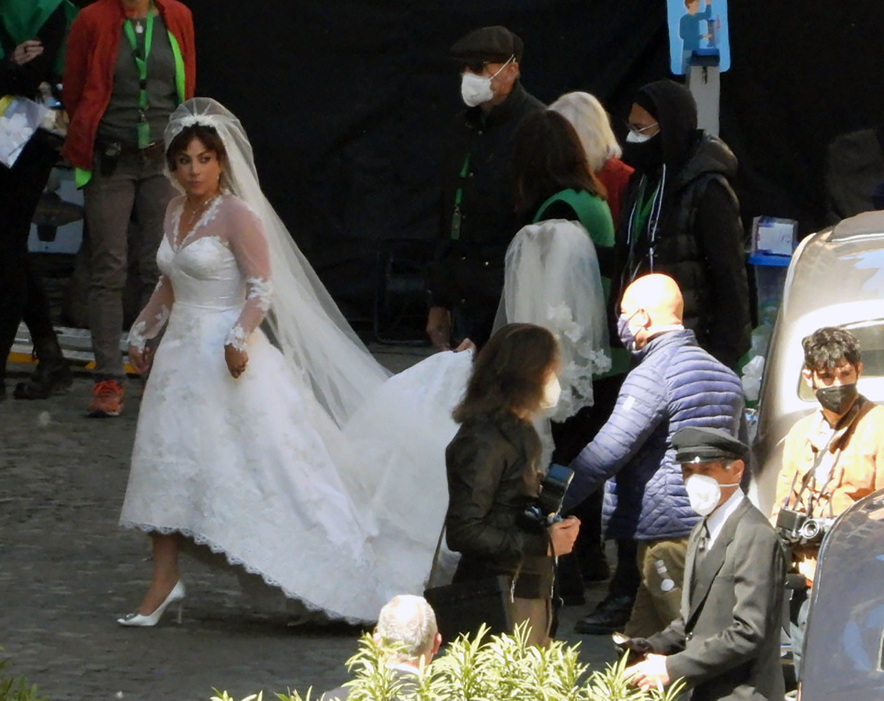Lady Gaga & Adam Driver Film Wedding Scene for 'House of Gucci