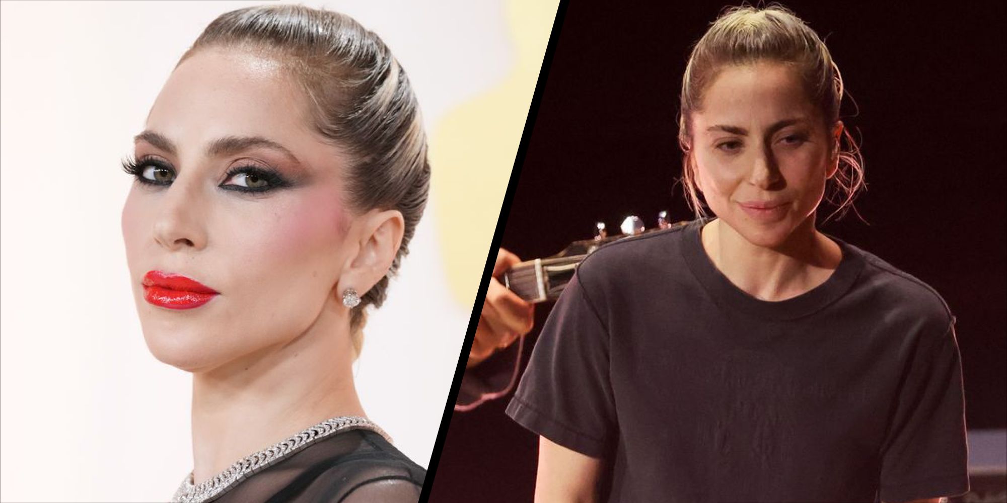 Lady Gaga removed her make-up for a performance at the Oscars