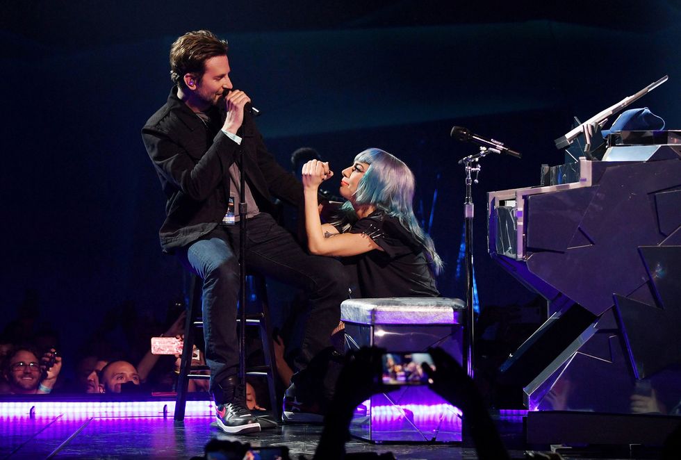 lady gaga and bradley cooper at park theater at park mgm in las vegas