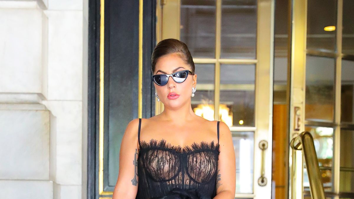 Lady Gaga Wears Sheer Bustier Gown Out in New York City