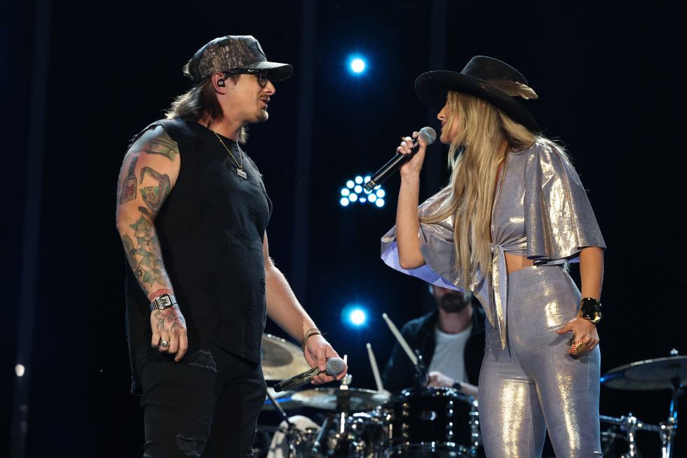 nashville, tennessee june 09 l r hardy and lainey wilson perform on stage during day two of cma fest 2023 at nissan stadium on june 09, 2023 in nashville, tennessee photo by terry wyattwireimage