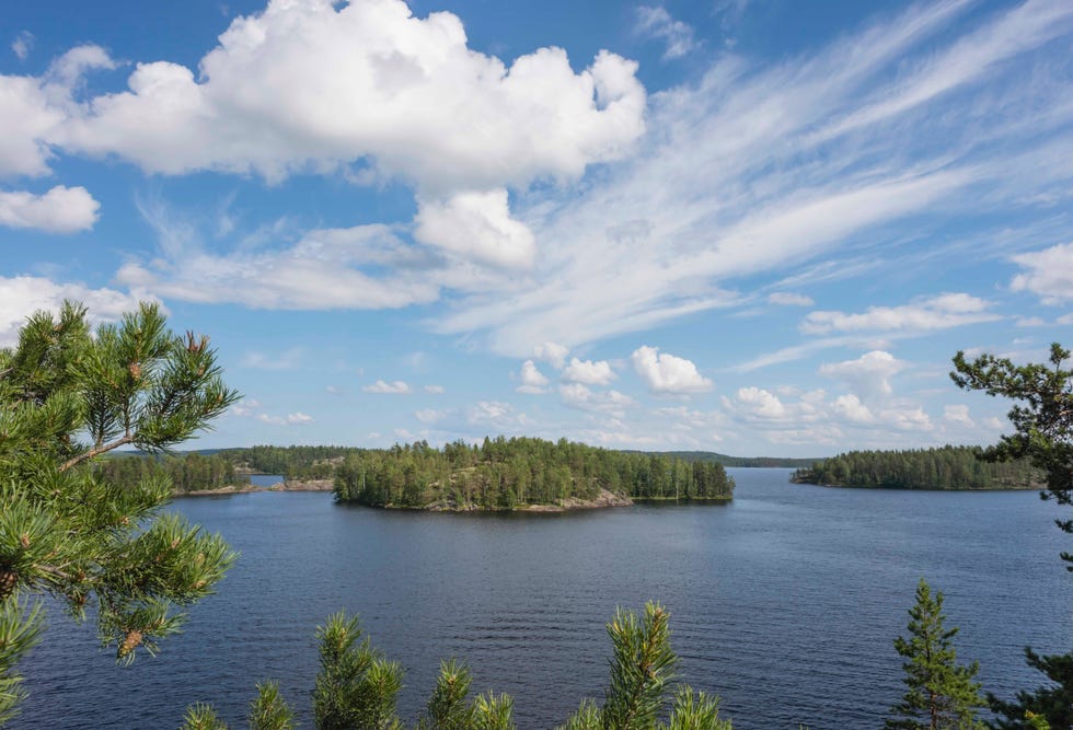 finland, southern savonia, mikkeli, lake saimaa with island, archipelago