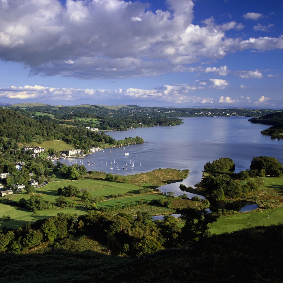 a view of lake windermere and waterhead bay in ambleside in the lake district national park