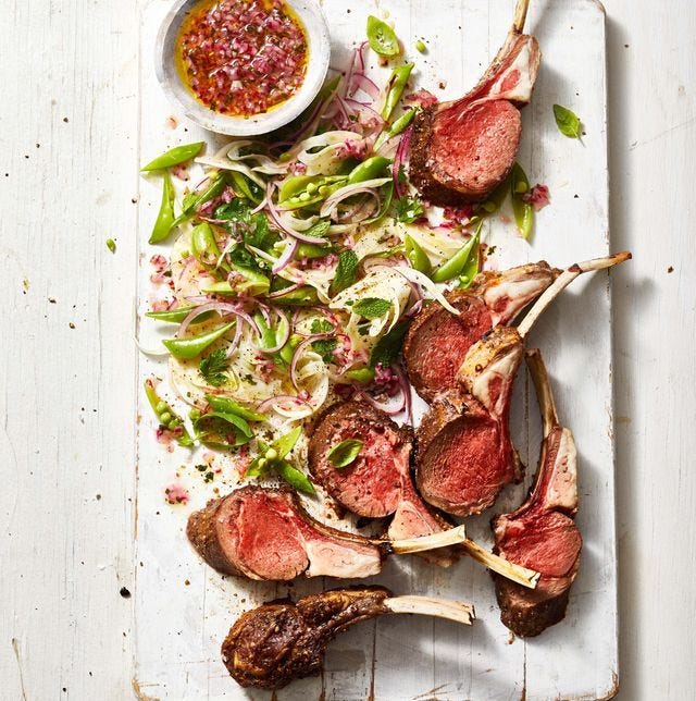 lamb chops and snap pea salad