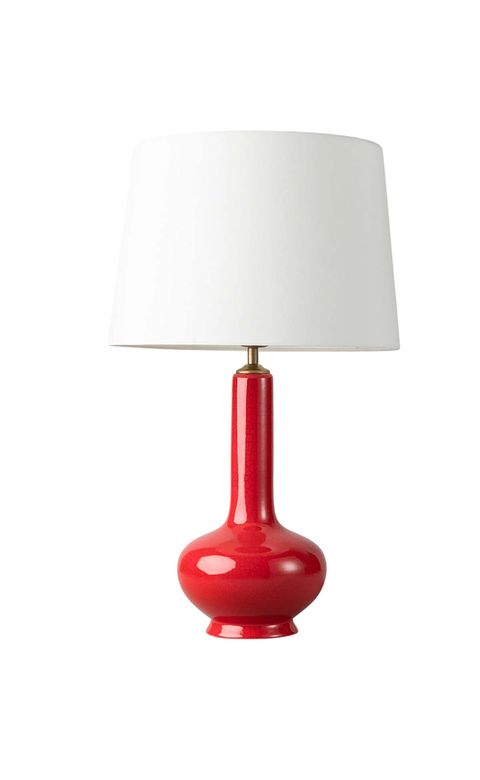 lámpara de mesa roja, de cerámica