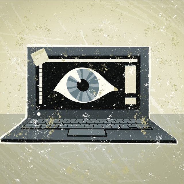 laptop computer with a giant eye