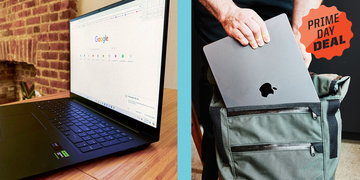 lg gram pro laptop, a person putting a macbook into a backpack, prime day deal