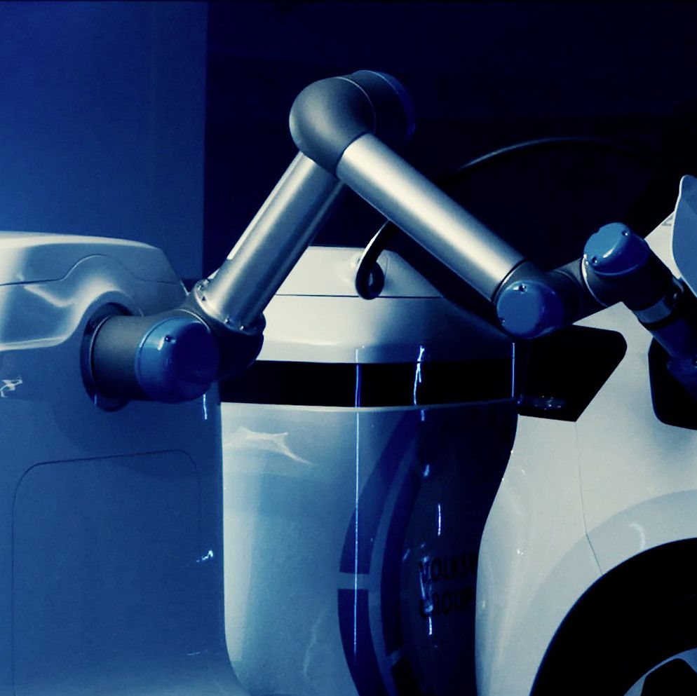 VW's mobile charging robot recharges electric cars autonomously