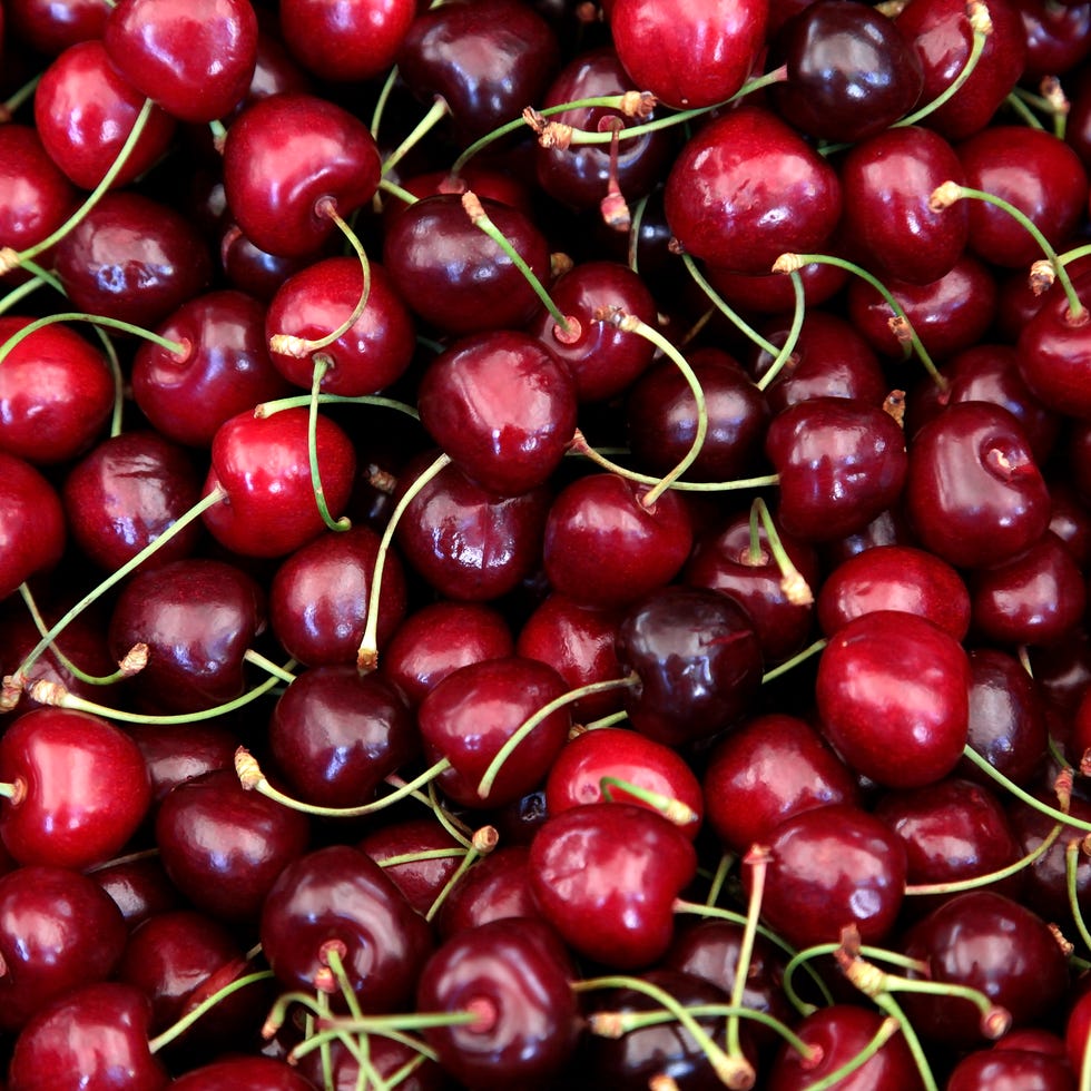 Large collection of fresh red cherries