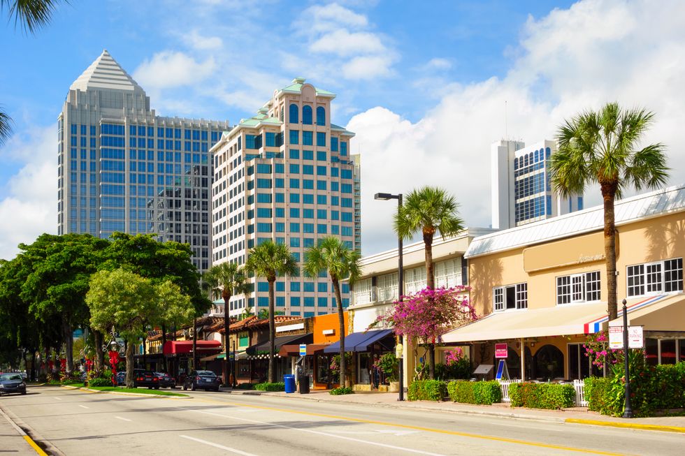 las olas boulevard lined with shops and restaurants in downtown fort lauderdale, florida