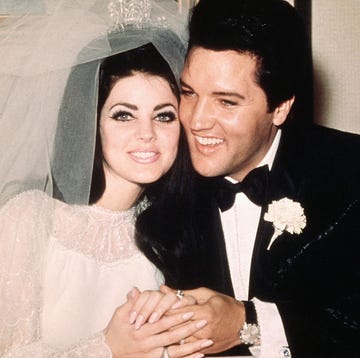 elvis presley smiling with bride priscilla