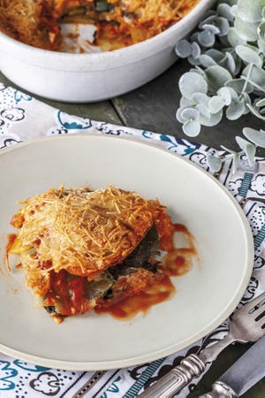 lasaña de patatas y espinacas