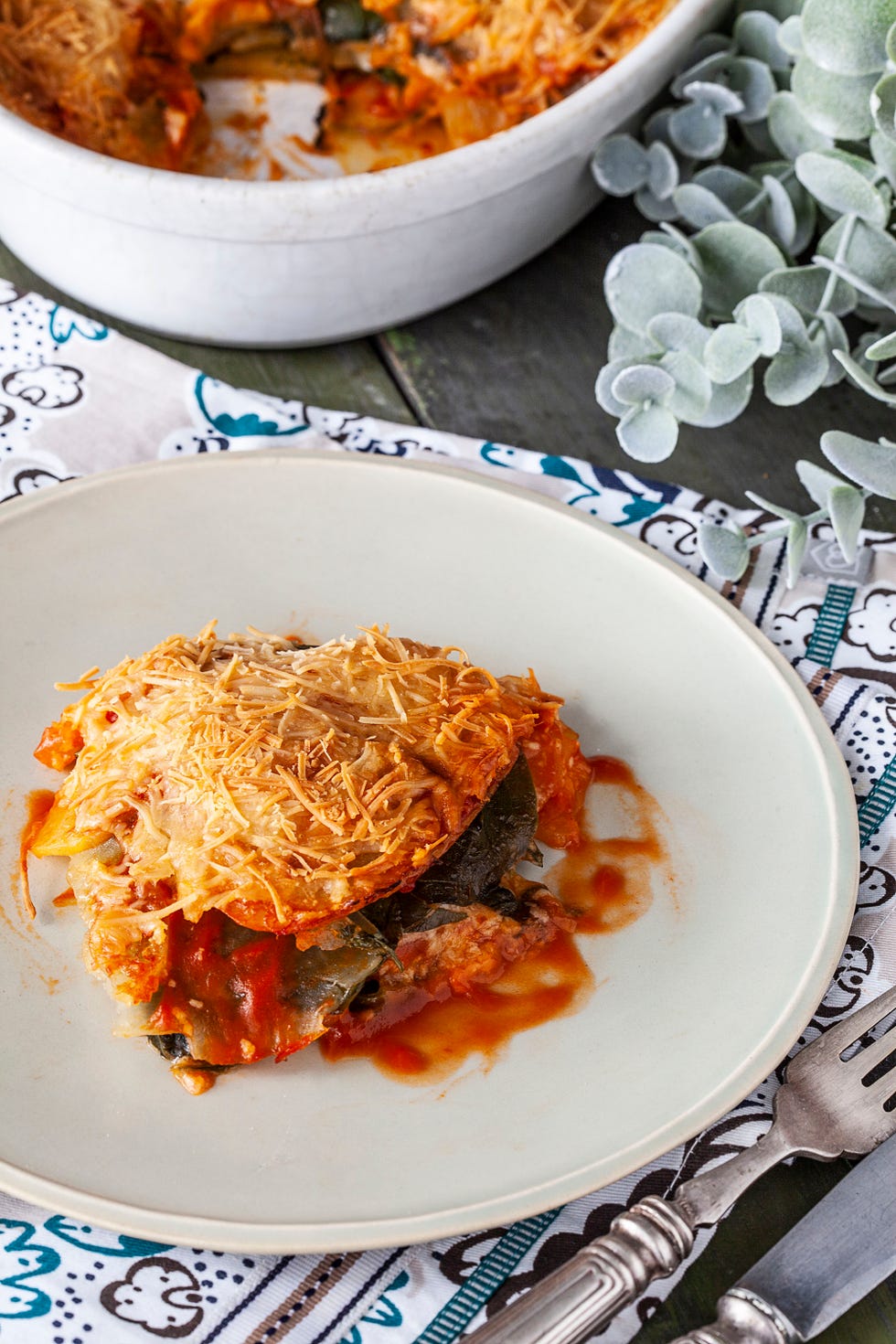 receta de lasaña con patatas y espinacas
