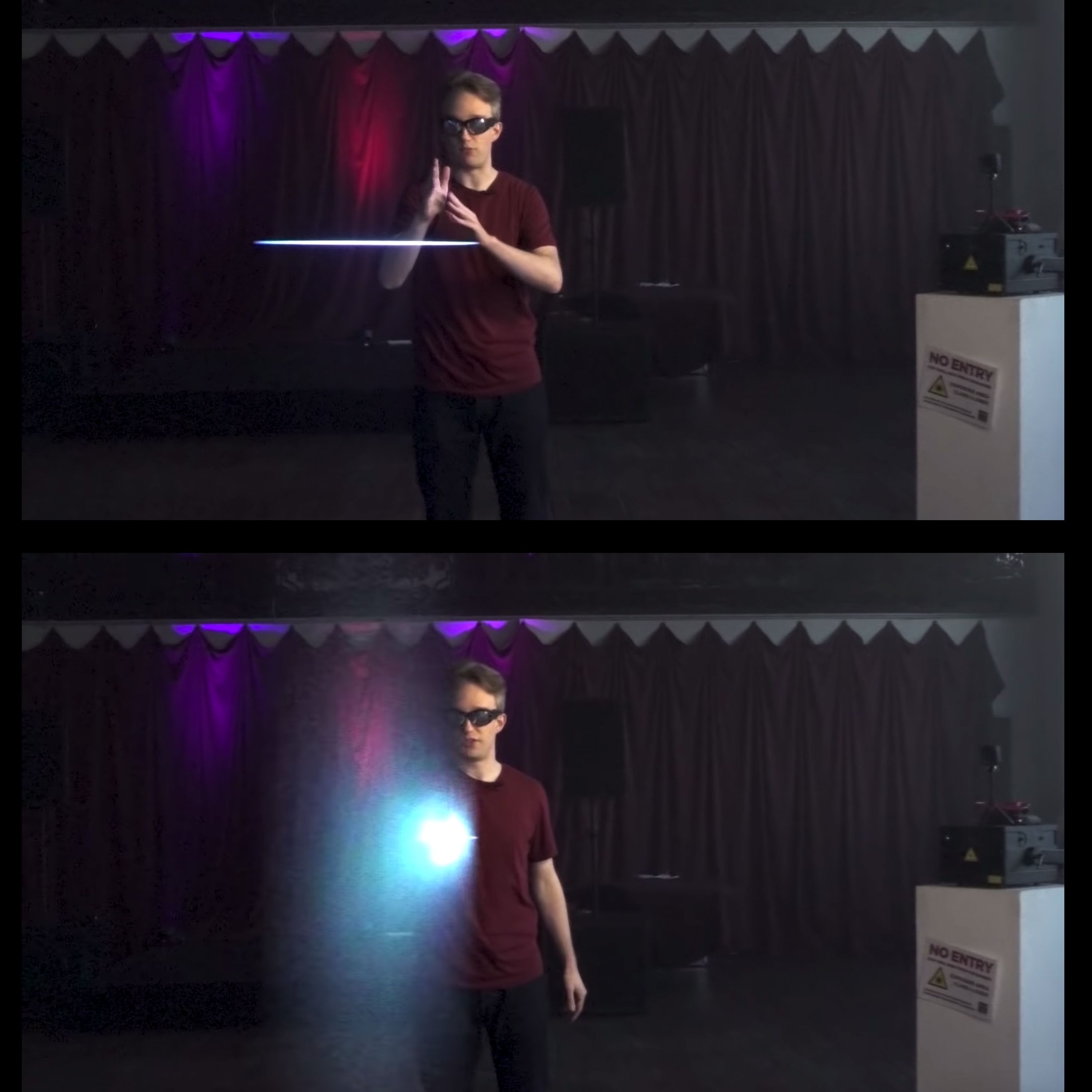 Watch This Guy Catch a Laser Beam - Rolling Shutter Trick