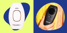 laser hair removal sale march 2025. two hair removal devices by roseskinco and nood side by side