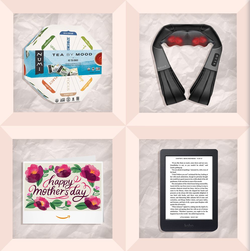 tea by mood kit, back massager, glass ceiling necklace, kobo nia ereader, happy mothers day amazon gift card