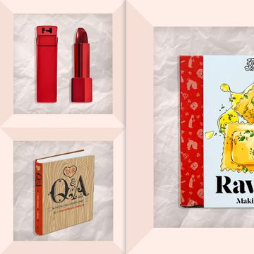 date night ideas, red lipstick, ravioli making set, question and answer book, love letters candle
