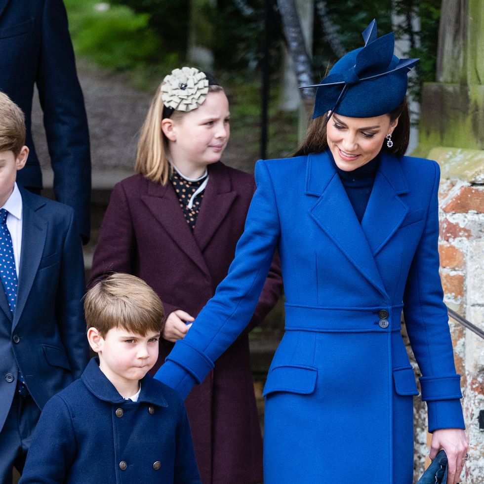 prince louis of wales and catherine, princess of wales attend the christmas morning service at sandringham church on december 25, 2023