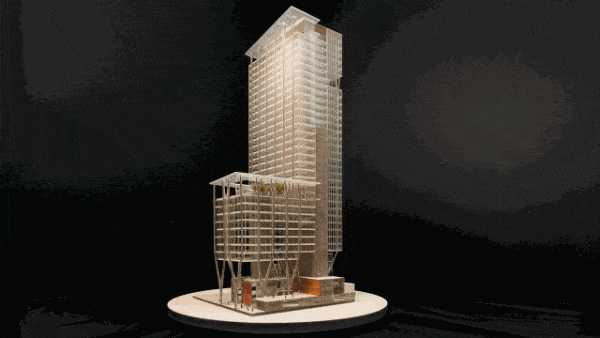 Skyscraper, Tower block, Tower, Architecture, Building, Cylinder, Scale model, Mixed-use, Condominium, 3d modeling, 