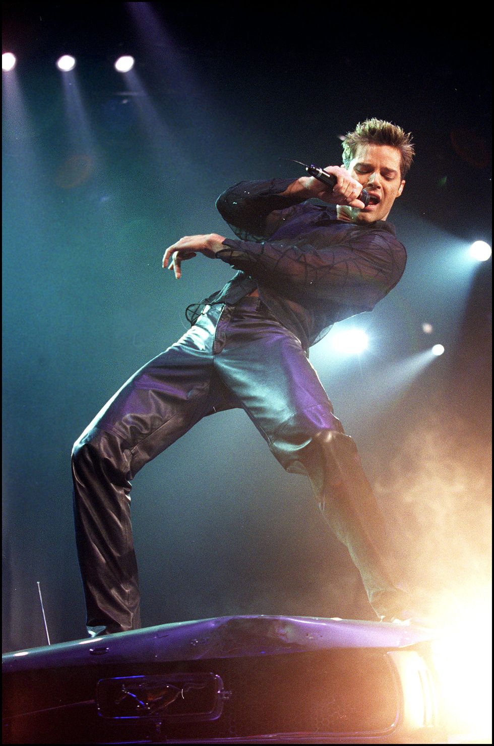 Latino Bomb Ricky Martin On Stage At Paris Bercy Arena In Paris, France On May 03, 2000.