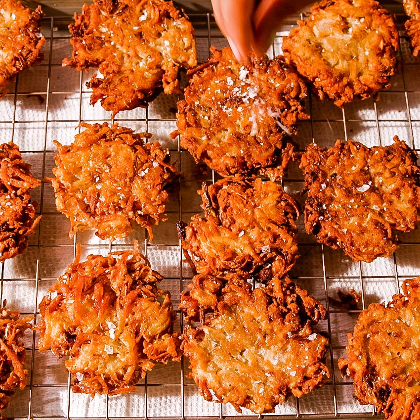 stills featuring the making of latkes