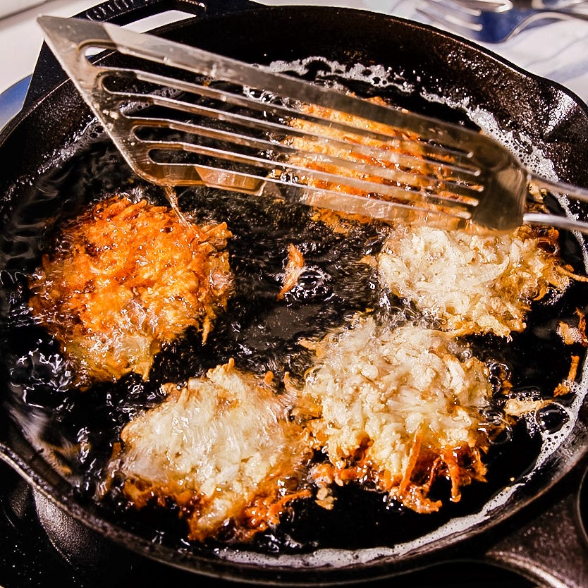 stills featuring the making of latkes