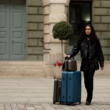 a woman with luggage