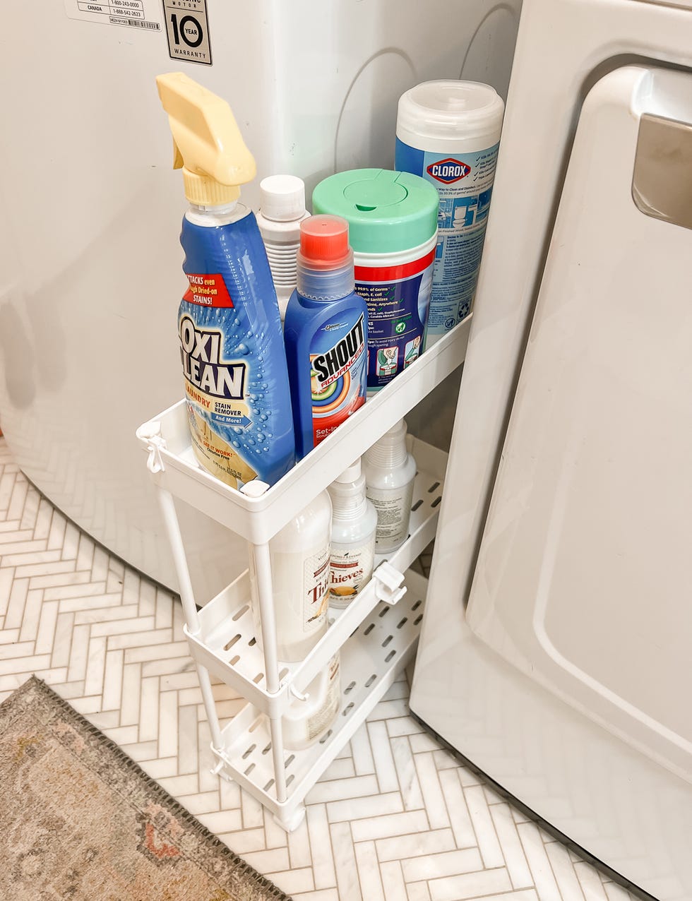 tiny cart between washing machines