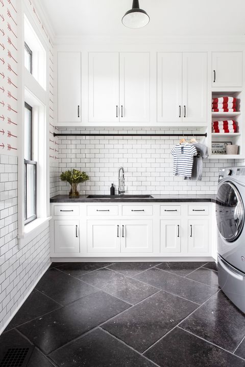 white laundry room cabinets