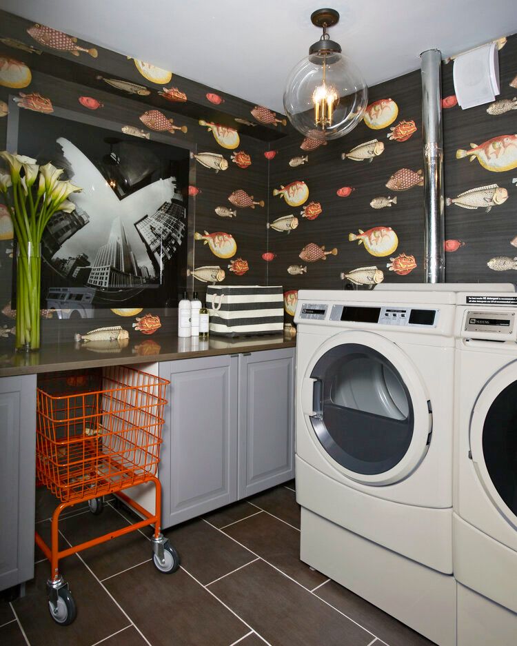 Laundry Room Makeover with Tempaper Removable Wallpaper and Painted  Laminate  Nesting With Grace